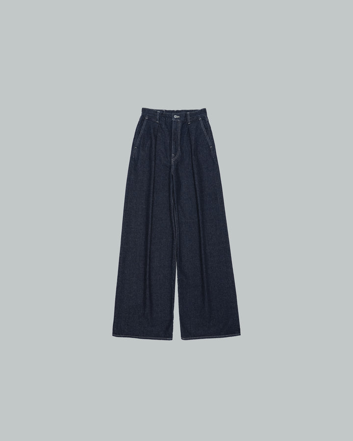 Recycled Cotton Denim Two Tuck Wide Pants