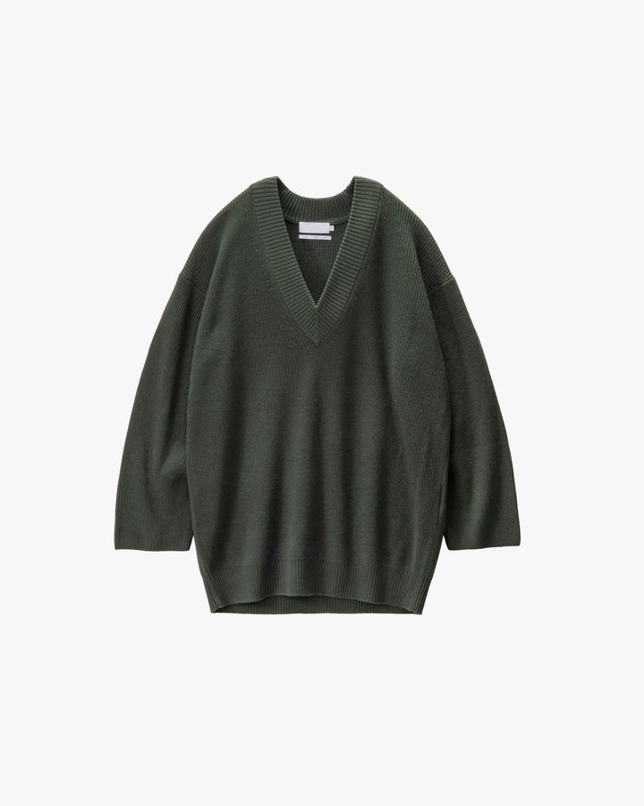 -SALE- Mercerized Fine Wool Oversized V Neck Knit