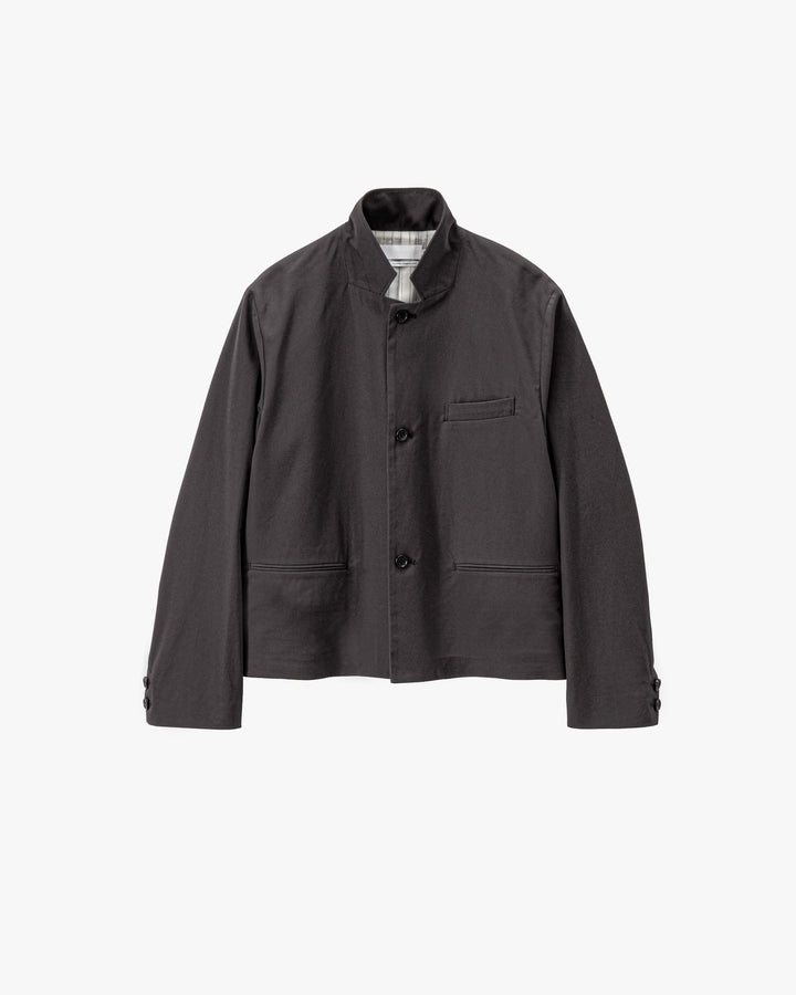 Brushed Cotton Gabardine Stand Collar Jacket