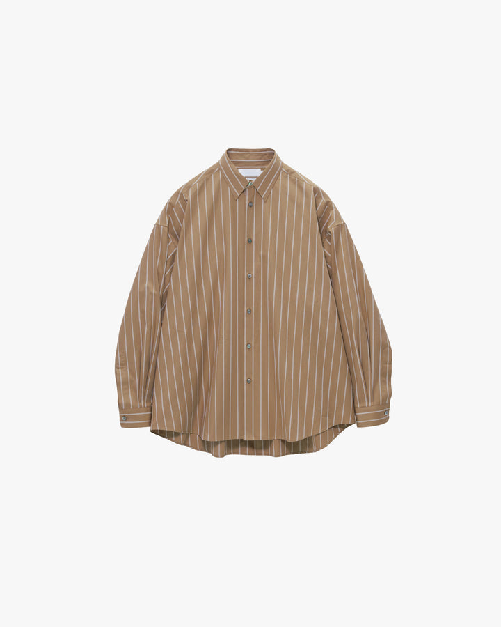 SIDOGRAS Brown Stripe Oversized Regular Collar Shirt