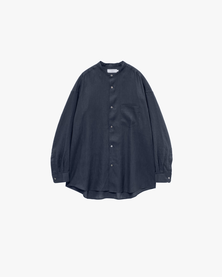 Linen L/S Oversized Band Collar Shirt