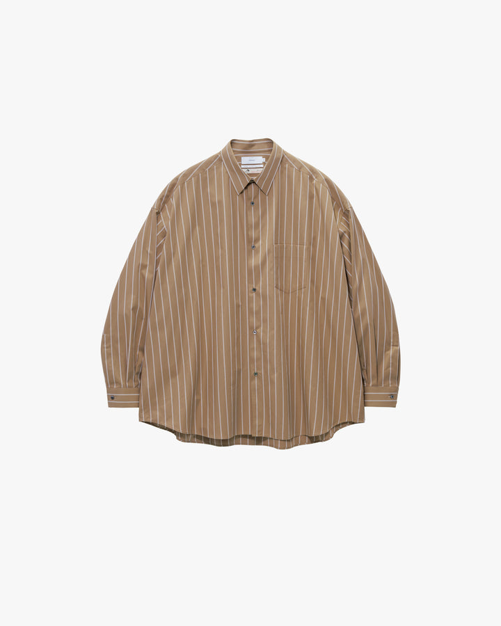 SIDOGRAS Brown Stripe L/S Oversized Regular Collar Shirt