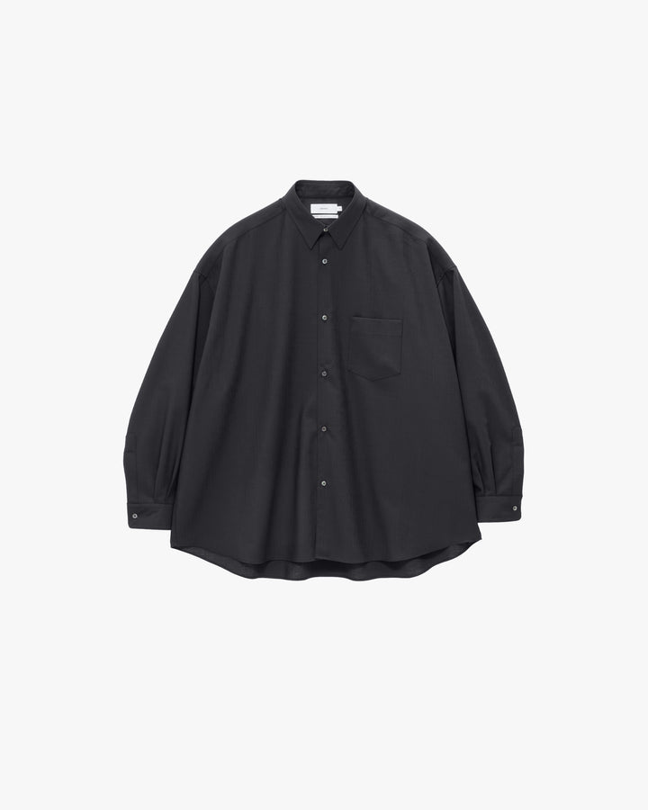 Wool Hopsack L/S Oversized Regular Collar Shirt