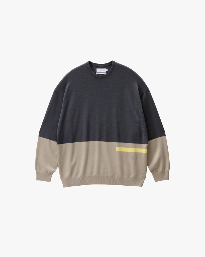 -SALE- High Gauge Intarsia L/S Oversized Crew Neck Knit