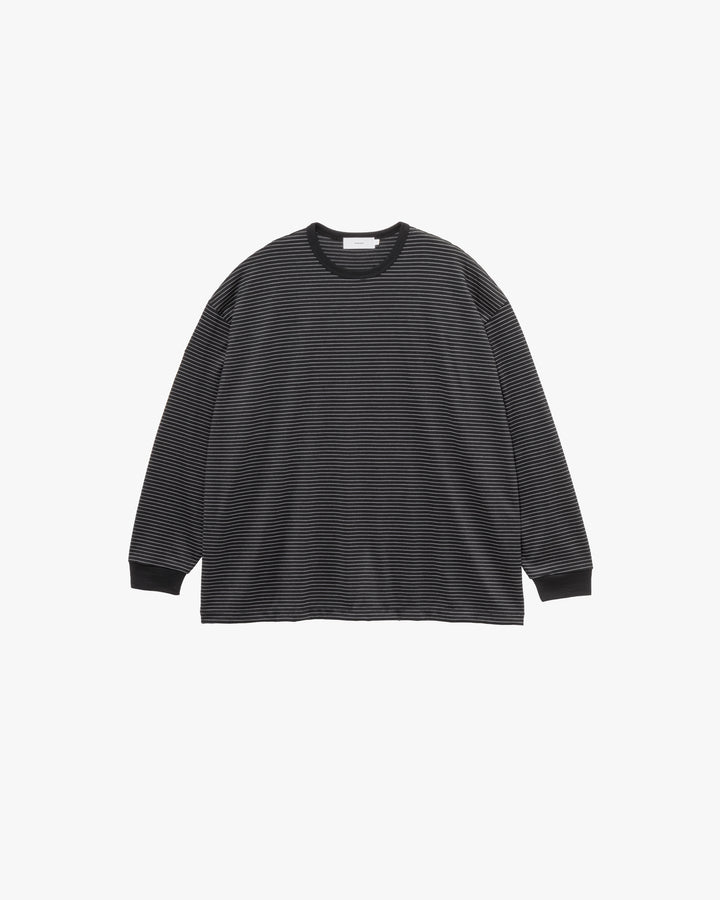 Fine Wool Border L/S Crew Neck Tee