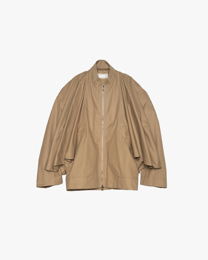-SALE- BEIGE CAPE OVERLAY BOMBER JACKET