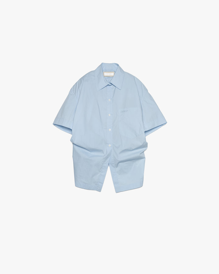 -SALE- BLUE COTTON SHIRT WITH A TWISTED BACK