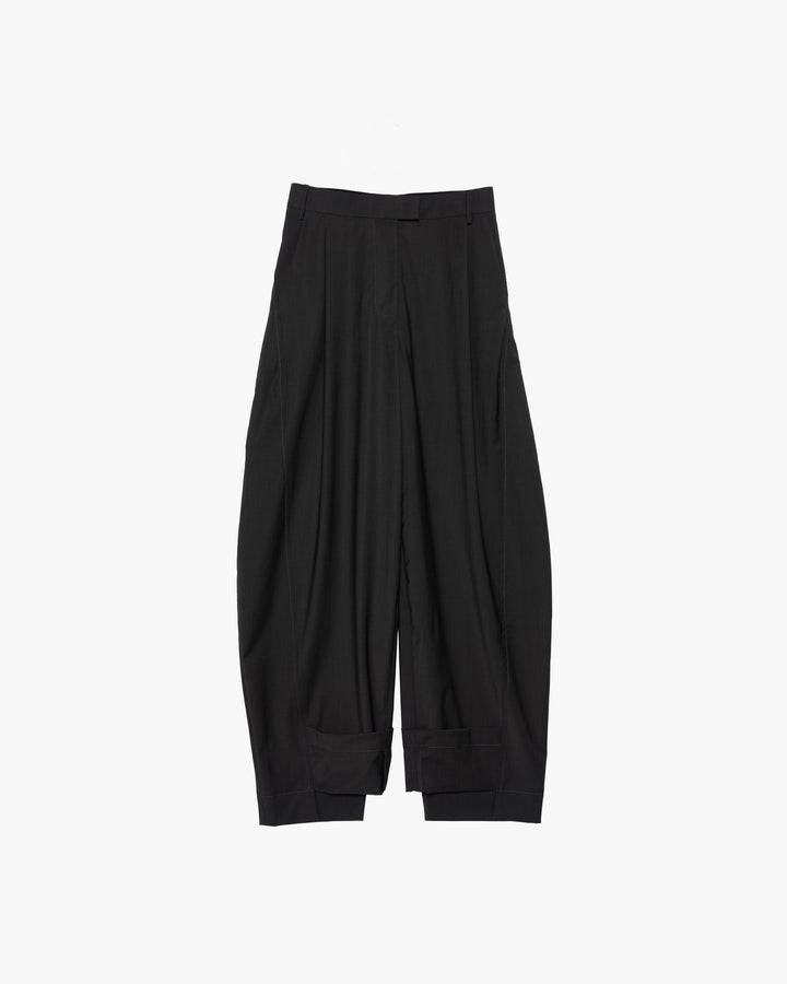 PLEATED BARREL-LEG PANTS IN GREY