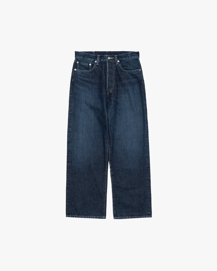 Selvage Denim Five Pocket Wide Straight Pants -DARK FADE-