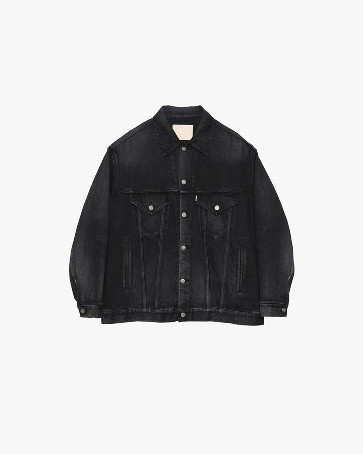 Selvage Denim Trucker Jacket-DARK FADE-