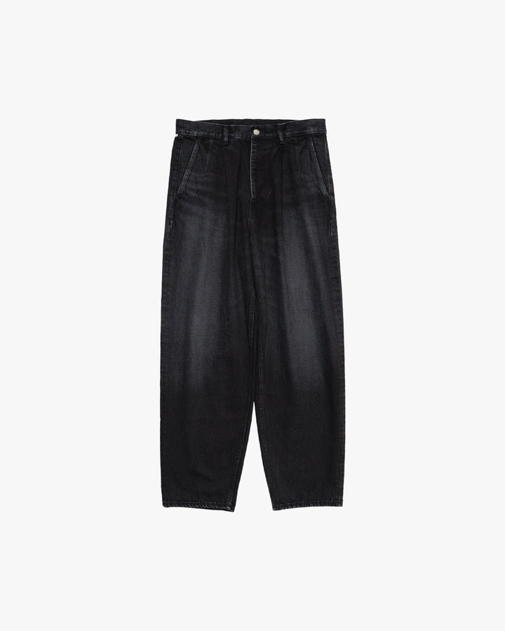 Selvage Denim Two Tuck Tapered Pants -DARK FADE-
